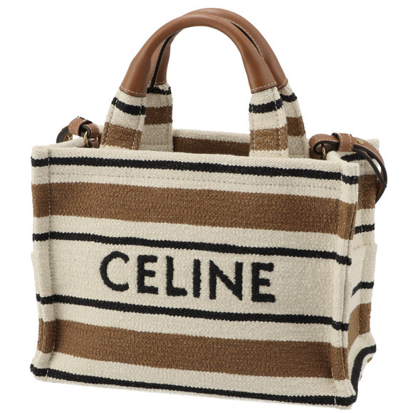 Celine Small Hippo Striped Textile Tote Jacquard Thais - Picture 1 of 9